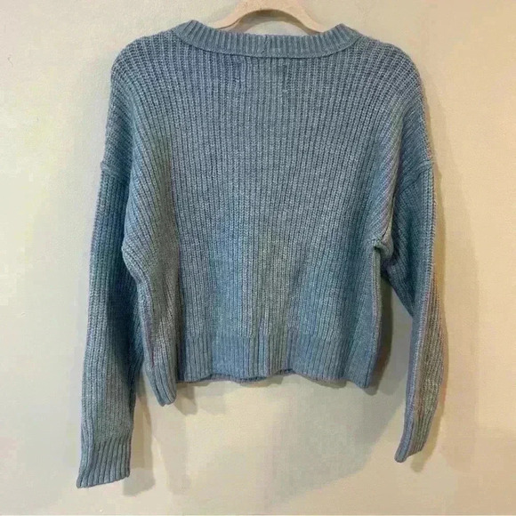 NWT American Eagle Blue Chunky Knit Crewneck Oversized Sweater Size Small - Picture 4 of 6
